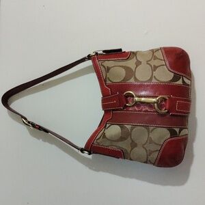 Vintage Coach Y2K Hampton Signature C Hobo – Rare Red Leather Shoulder Bag